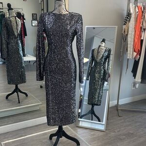 Elegant Sequin Black Dress
